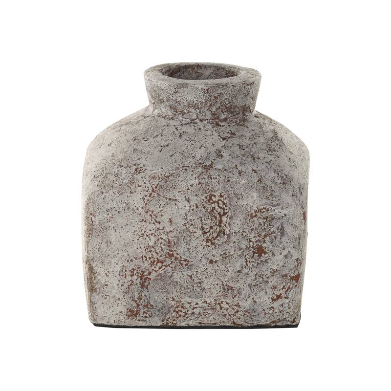 Ceramic Antique Style Textured Square Decorative Vase - Brown - Roche River Decor