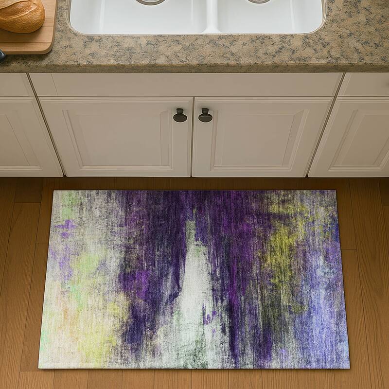 Premium Washable Super Soft Modern Abstract Mayfield Rug - Purple - 1'8" x 2'6"