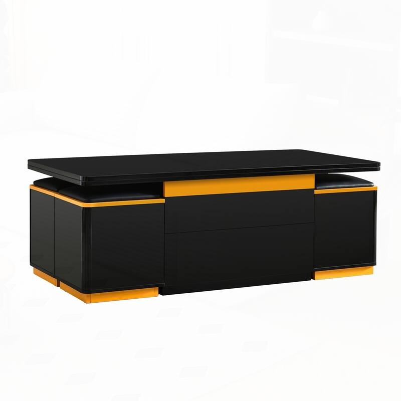 Lift-Top Coffee Table with 4 Storage Stools