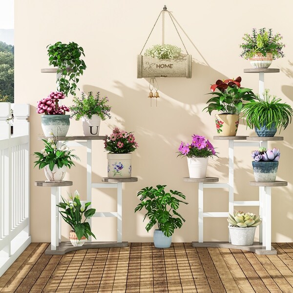 6-Tier Corner Plant Stand, Wood/Steel, Farmhouse - Bed Bath
