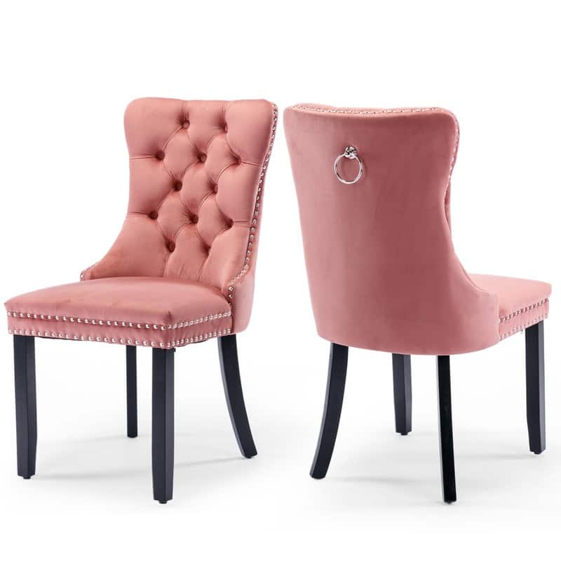 Tufted Naliheads Solid Wood Upholstered Dining Chairs (Set of 2)