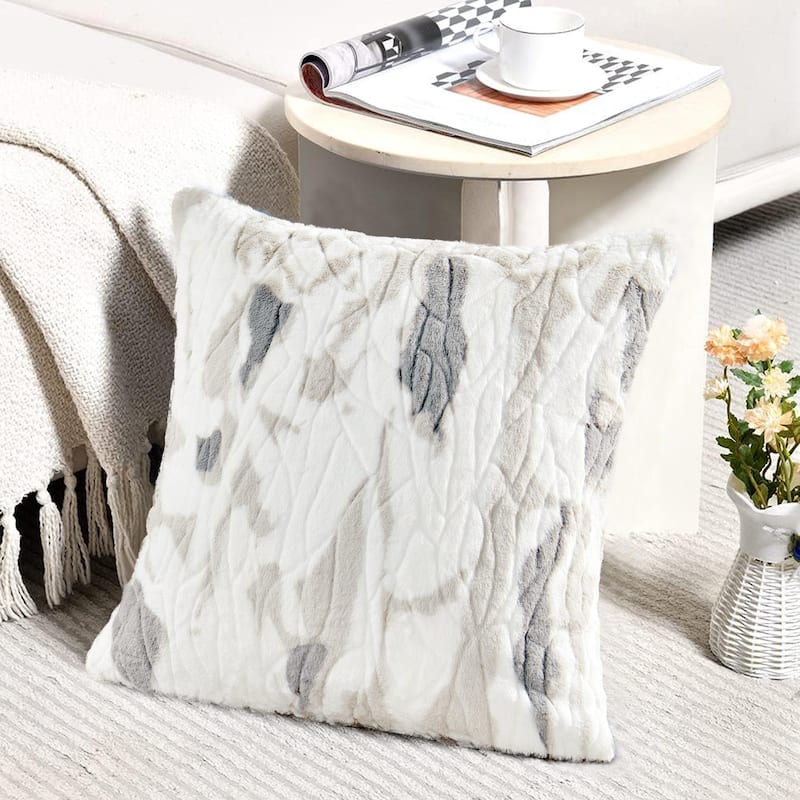 Decorative Printed fauxfur Throw Pillow Covers Set of 2, NO INSERT