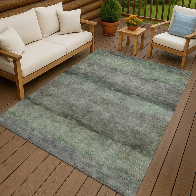 Machine Washable Indoor/ Outdoor Contemporary Ombre Chantille Rug
