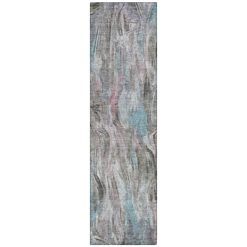 Machine Washable Indoor/ Outdoor Brushstrokes Modern Chantille Rug