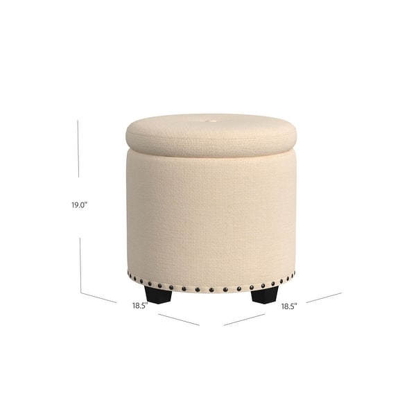 dimension image slide 2 of 5, HomePop Storage Ottoman with Nailheads