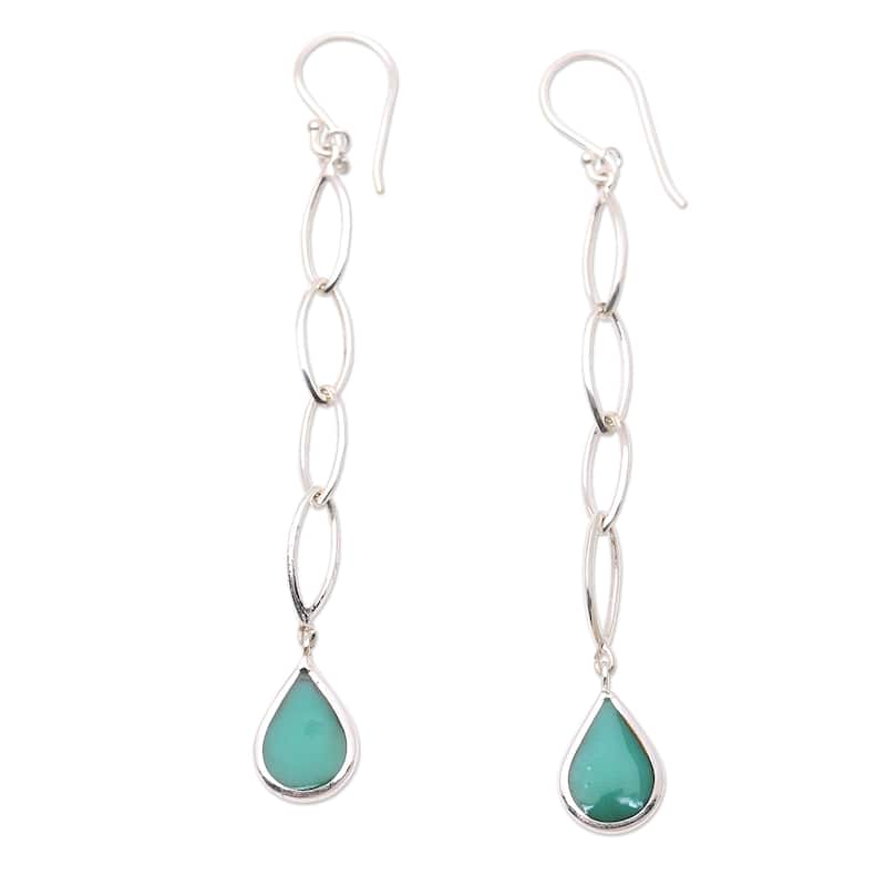 Novica Handmade Fresh Air Sterling Silver Dangle Earrings - Aqua