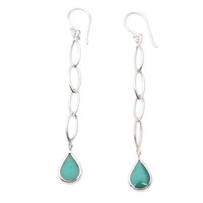 Novica Handmade Fresh Air Sterling Silver Dangle Earrings - Aqua