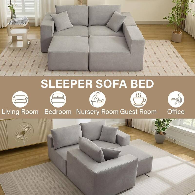 108'' Oversized Cloud Modular Sectional Sofa, Deep Seat Chenille Couch with Chaise