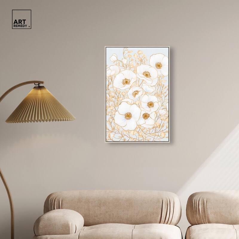 White and Gold Poppies I Canvas by Art Remedy
