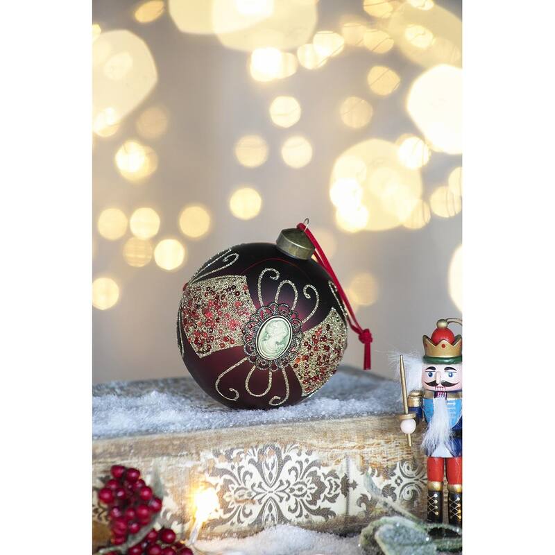 D3.9" Christmas Ball Ornaments, Glass Decorative Hanging Ball Christmas Tree Ornaments for Holiday Decorations, Set of 6