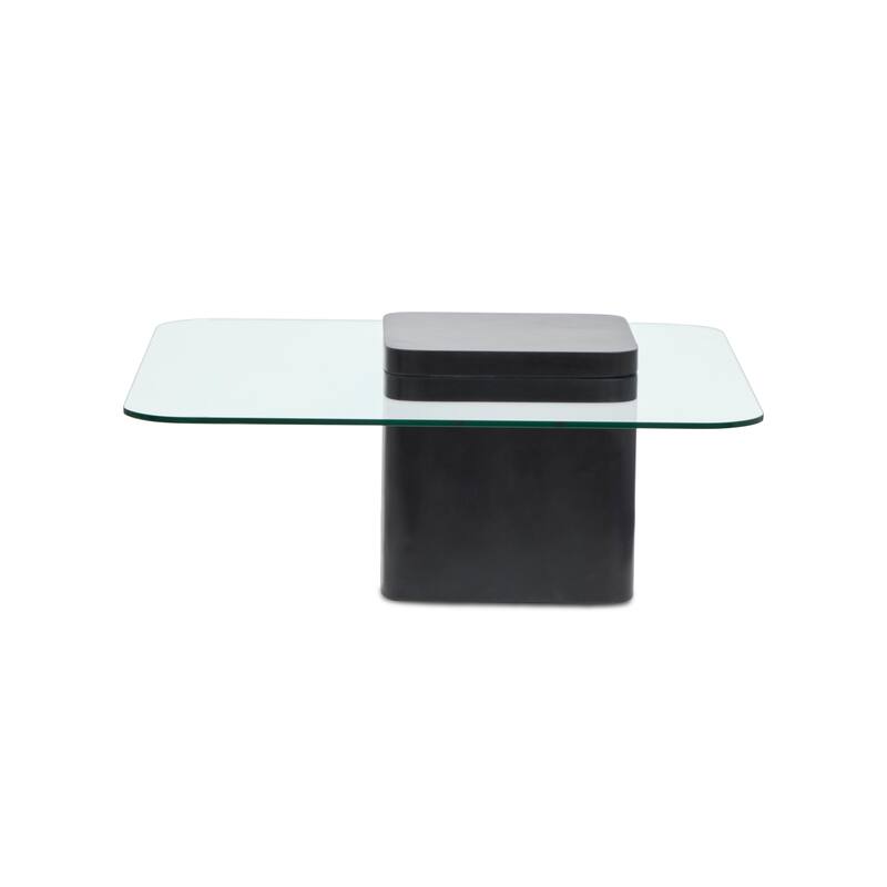 Magnussen Home Donora Clear Glass and Obsidian Square Cocktail Table - 35.43''W x 35.43''D x 14.96''H