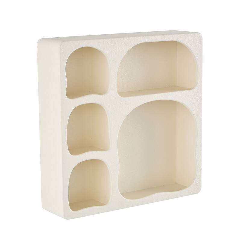 Cream or Black Wood 5 Shelf Geometric Room Wall Shelf
