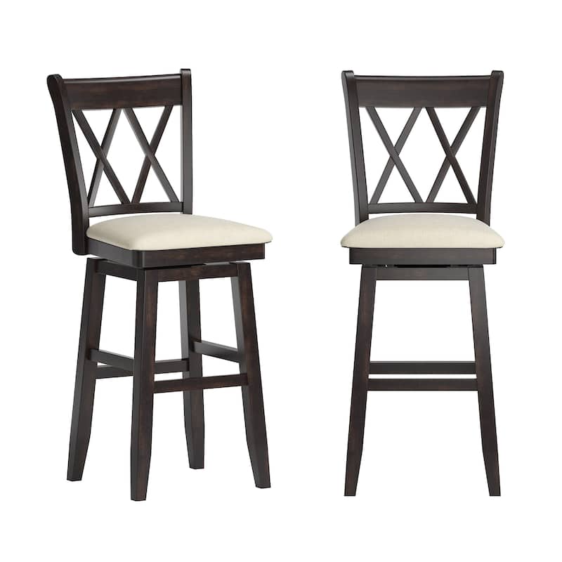 Ronda Double X-Back Wood Swivel Chair - Antique Black - Bar Height