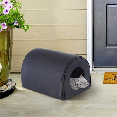 Safe Heated Cat House with Two Exits and Easy-to-Clean Design - 21.25"L x 15.75"W x 13.5"H