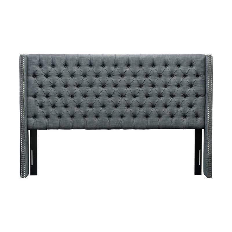 Madison Park Baldwin Upholstered Wingback Headboard with Button Tufting & Nailhead Trim