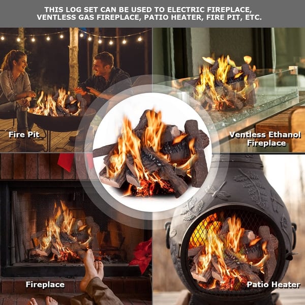 Shop Costway 10pcs Ceramic Wood Logs Gas Fireplace Imitation Wood