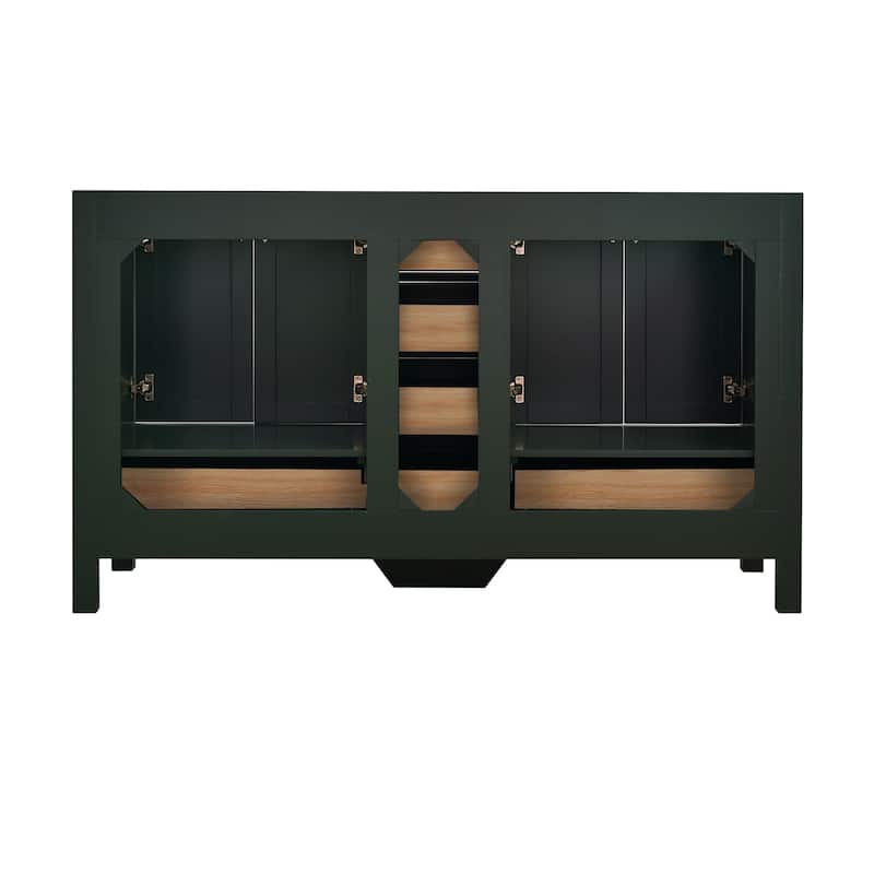 StarrySky 60 inch Undermount Double Sink Bathroom Vanity with Engineered Carrara Marble Top