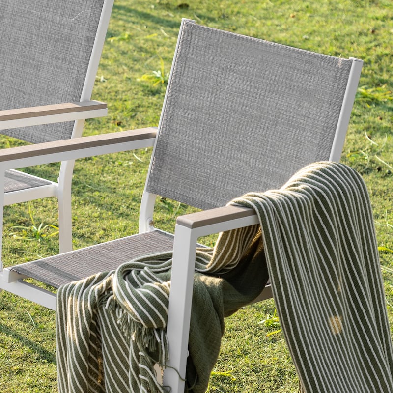 Patio 2-Piece Dining Chairs, Outdoor Textilene Stackable Chairs