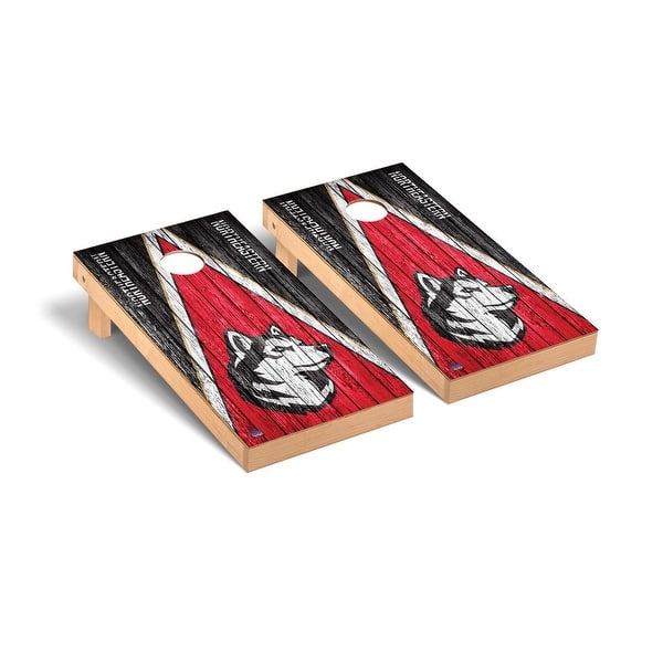 slide 2 of 5, Northeastern NU Huskies Triangle Cornhole Board Set