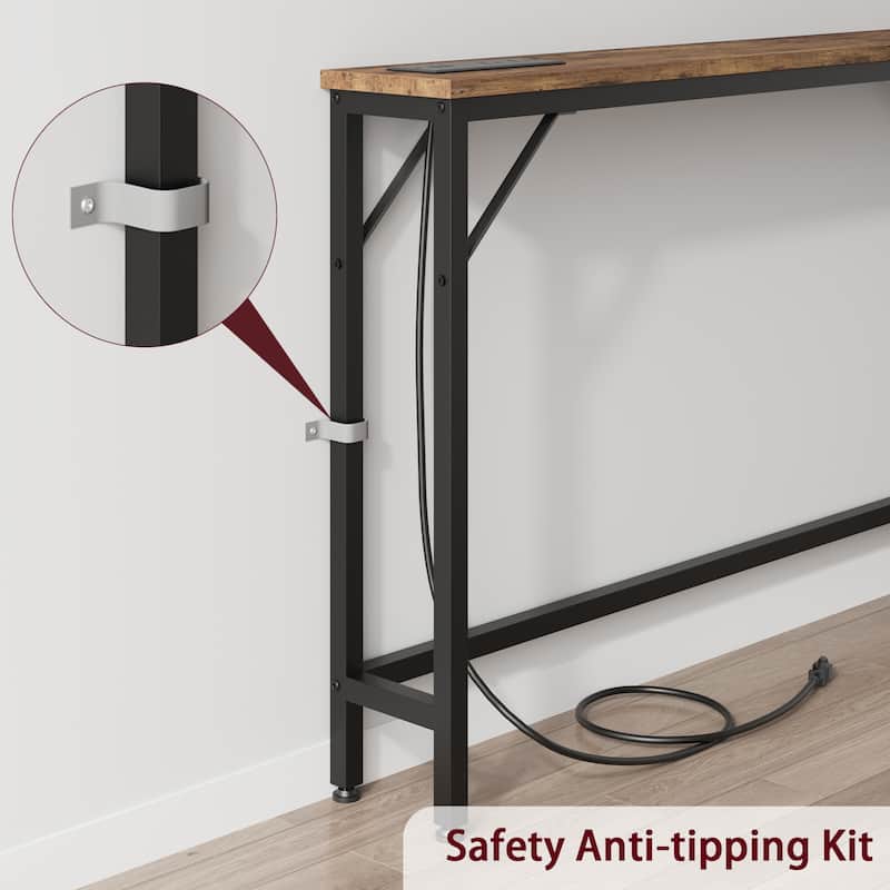 5.9" Narrow Sofa Table, Skinny Console Table with Storage
