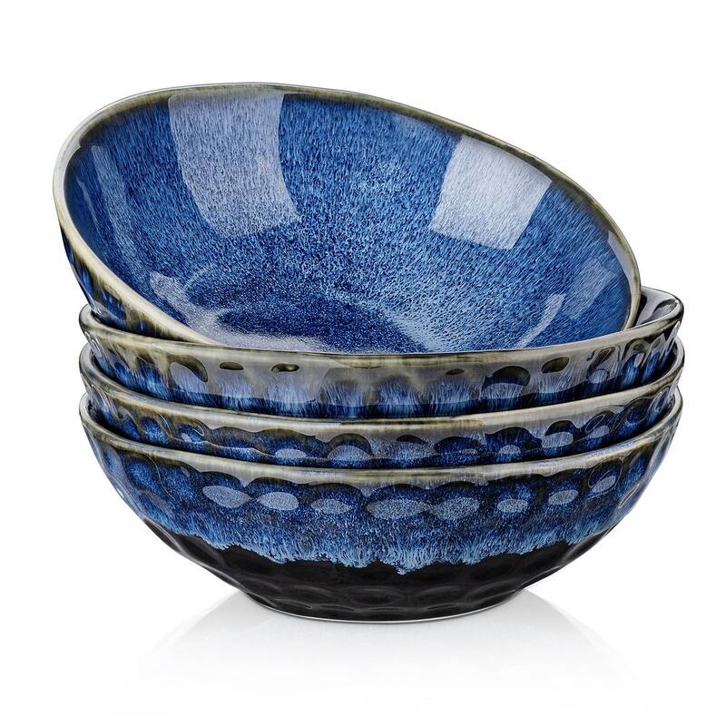 vancasso Starry Stoneware 4-Piece 24 Oz Cereal Bowl - round - Blue