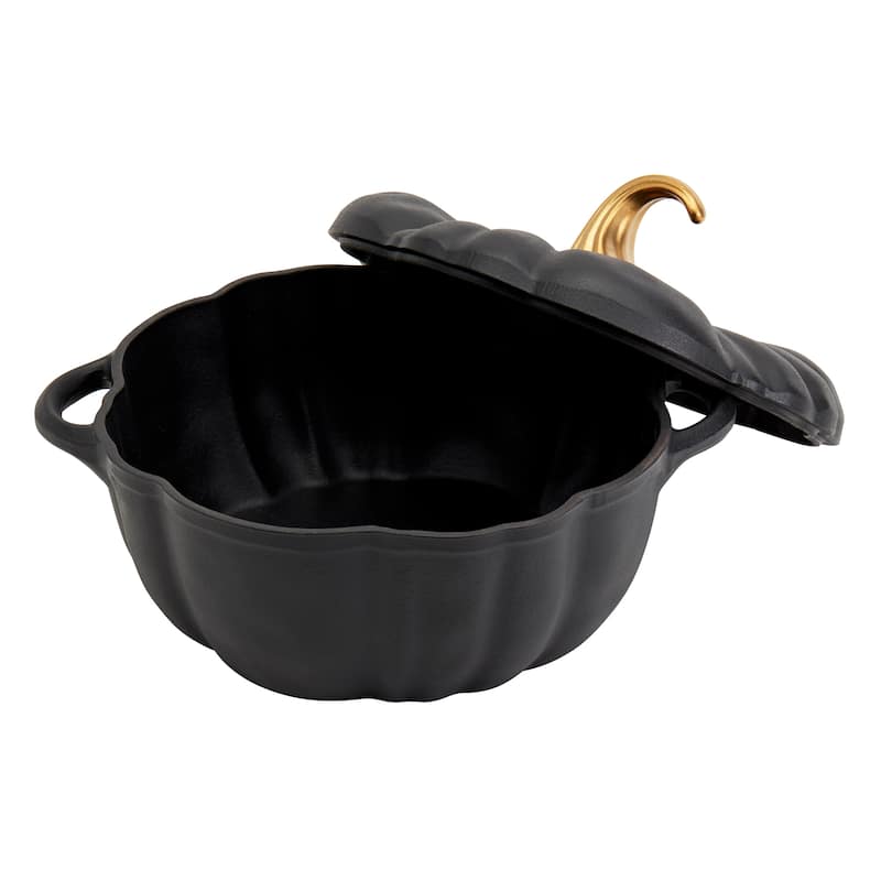 4Qt Enamel Cast Iron Dutch Oven - Black Pumpkin