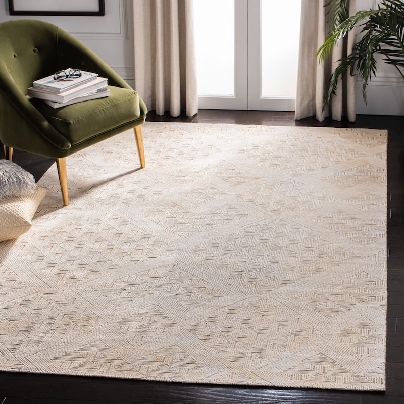 SAFAVIEH Couture Hand-knotted Kensington Nyncke Wool Rug - 10' x 14' - Ivory/Sage