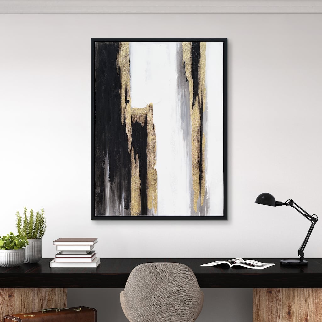 Solemn Night Hand Painted Canvas Wall Art with Gold Foil