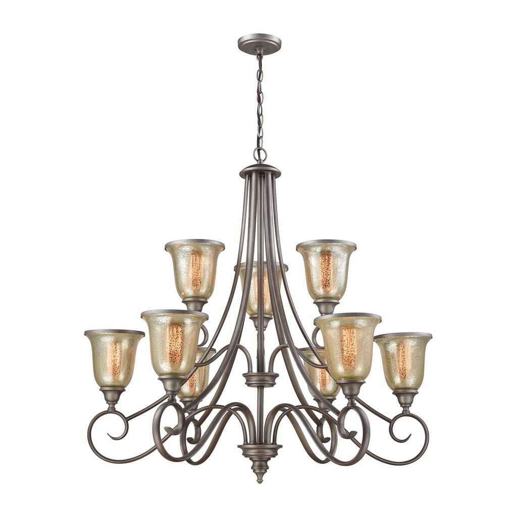 Giuseppe Lighting Nine Light Chandelier Georgetown Weathered Zi - exact size