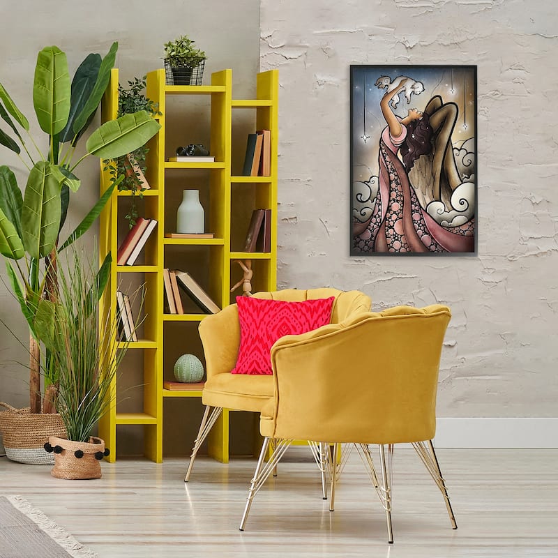 Stupell Angel with New Puppy Framed Giclee Art Design By Mandie Manzano