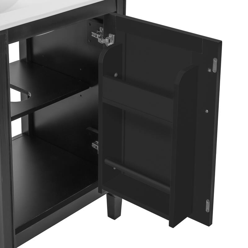20"Bathroom Vanity with Ceramic Sink,Soft Close Door,Adjustable U-Shaped Shelf,Door Storage Rack,Modern Freestanding Cabinet