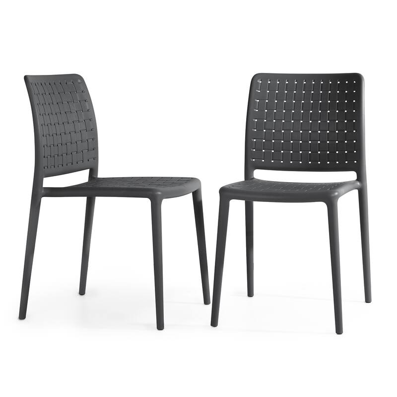 WRGHOME Modern Stacking Patio Dining Side Chair Indoor/Outdoor (Set of 2) - 33.18'' H X 18.50'' W X 21.85'' D