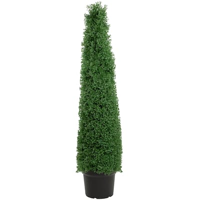 4' Artificial Boxwood Cone Topiary Tree with Pot Unlit - 11