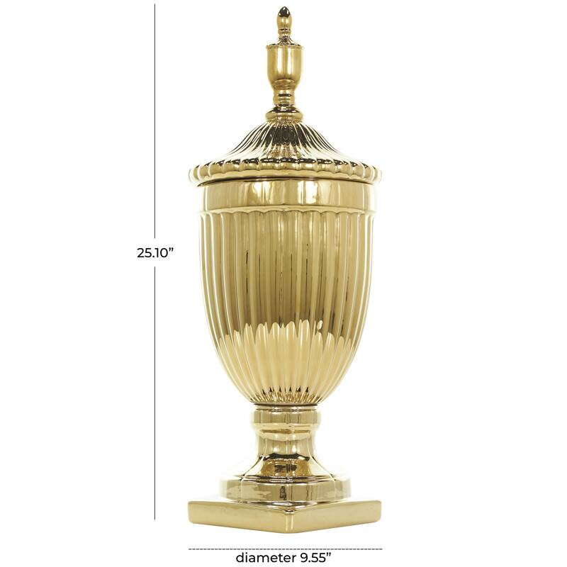 Ceramic Living Room Decorative Jars with Grooves and Lid - Gold, Silver, Black, White - Roche River Decor