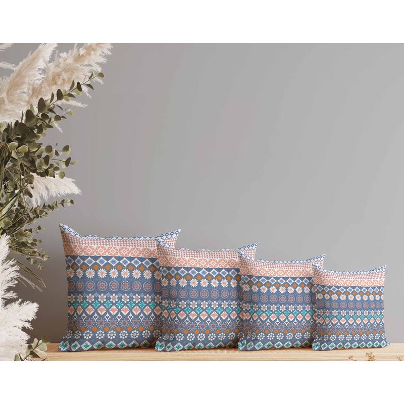 Shape Synergy Indoor/Outdoor Reversible Throw Pillow Blue and Orange