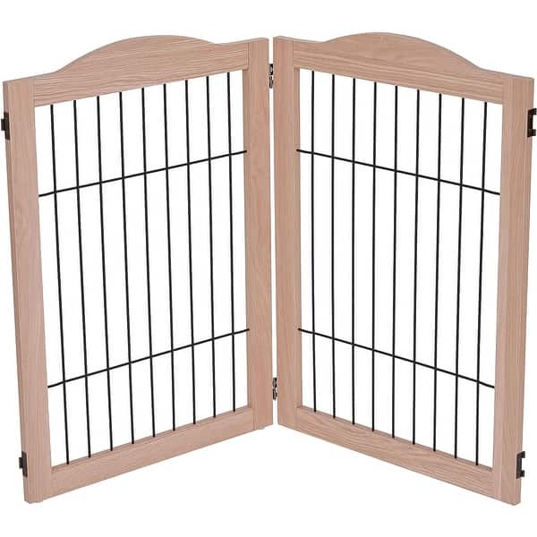 Arf PetsFreestanding Dog Gates, 4Panels Gate For Dogs with Walkthrough