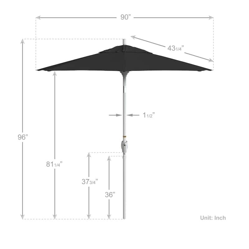 California Umbrella 7.5' Round Crank Lift Push Button Tilt White Aluminum Patio Umbrella with Olefin Royal Blue Fabric