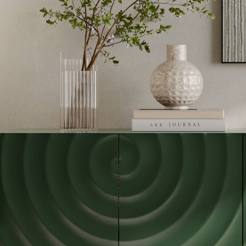 Medieval-Style Modern Sideboard Buffet Cabinet Accent Cabinet with Solid Wood Frame, for Dining Rooms, Green