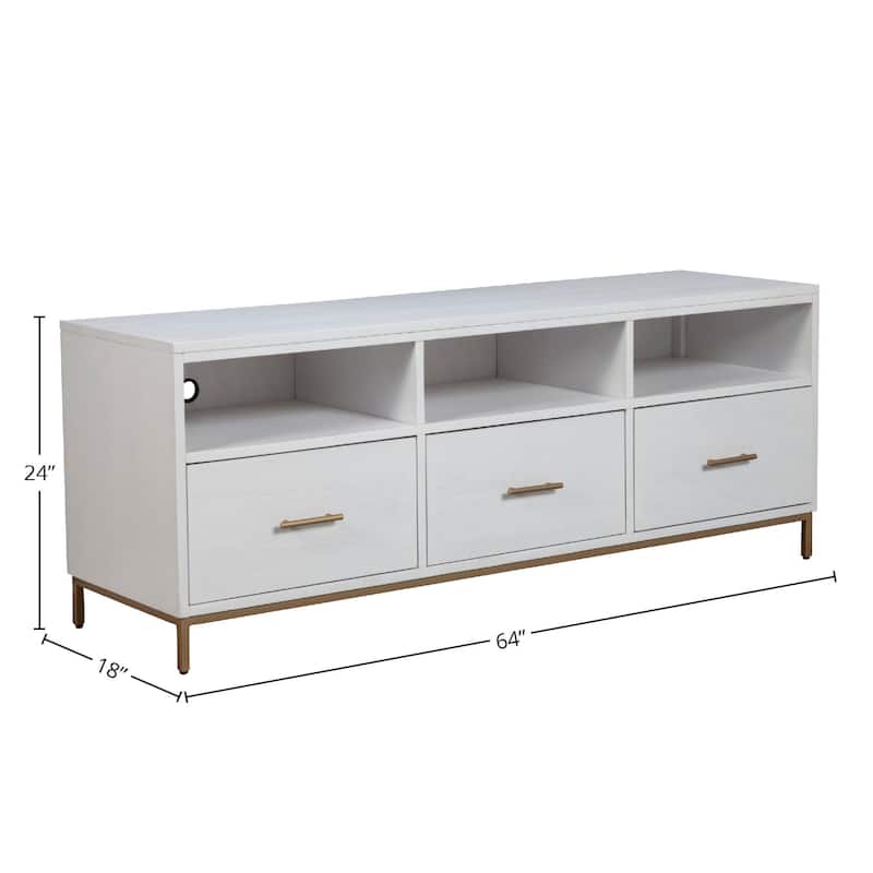Alpine Furniture Madelyn Wood TV Console in White - White