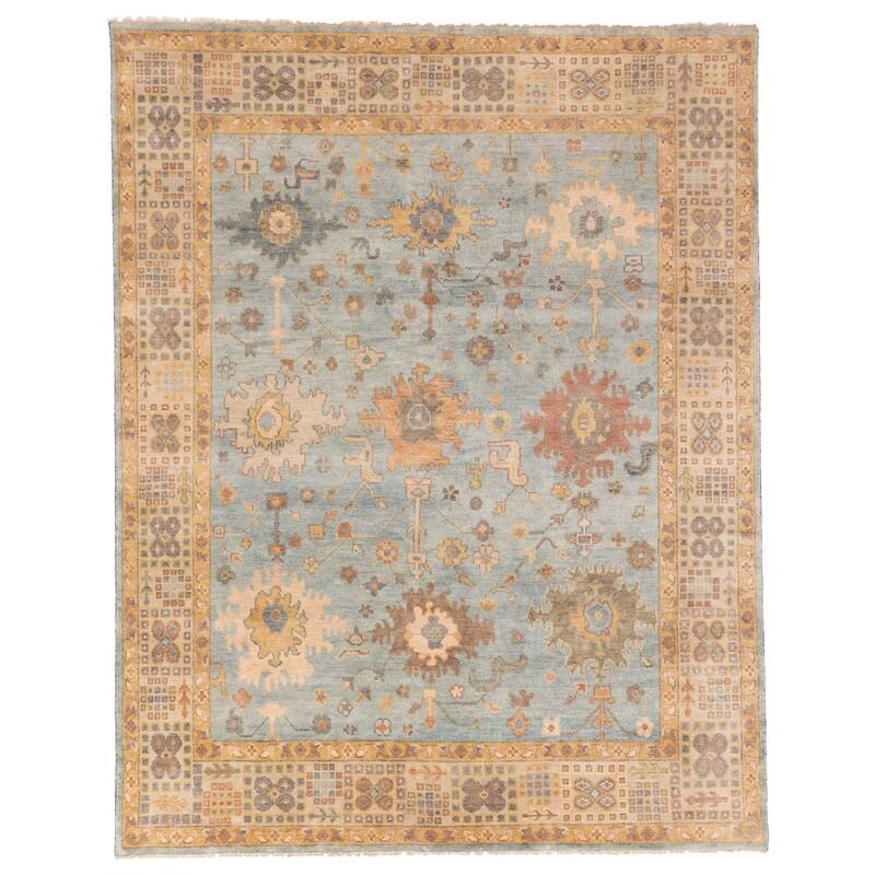ECARPETGALLERY Hand-knotted Modern Oushak Light Blue Wool Rug - 8'0 x 10'1
