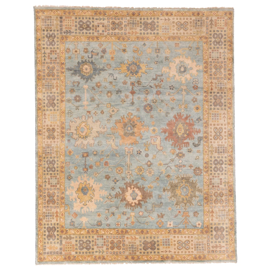 ECARPETGALLERY Hand-knotted Modern Oushak Light Blue Wool Rug - 8'0 x 10'1