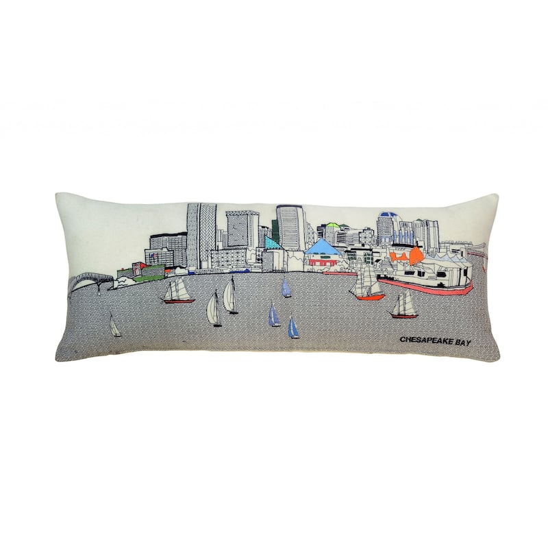 HomeRoots 35" White Baltimore Daylight Skyline Lumbar Decorative Pillow
