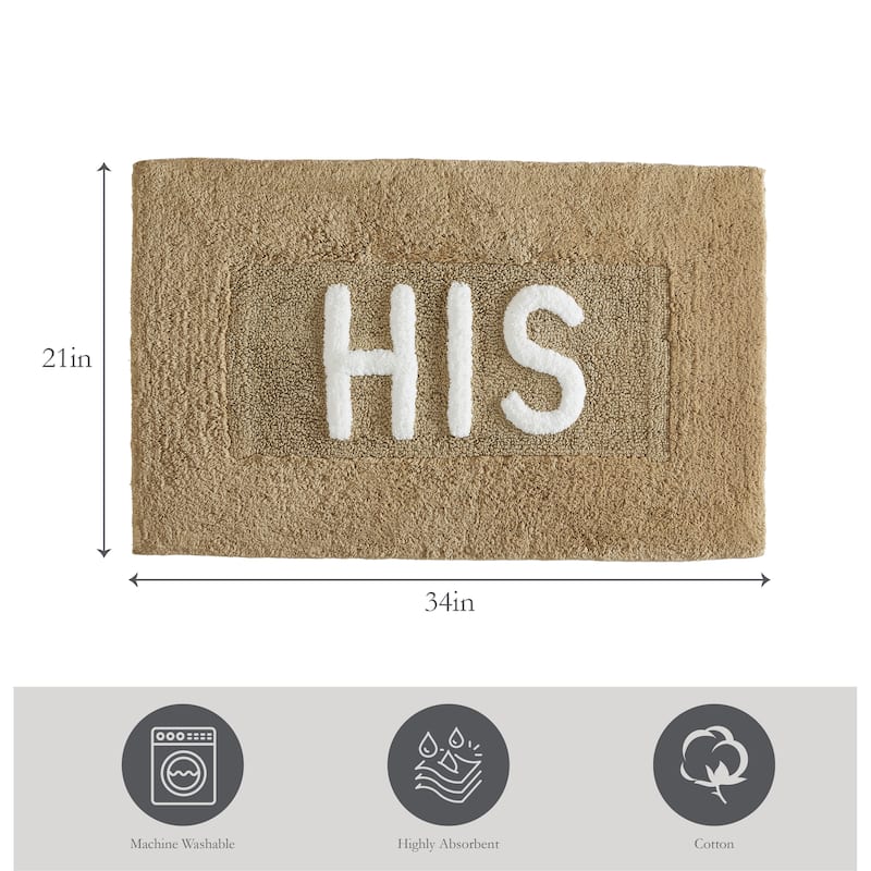 Jean Pierre Novelty Cotton Bath Rug - 21"x34" - "His" & "Hers"
