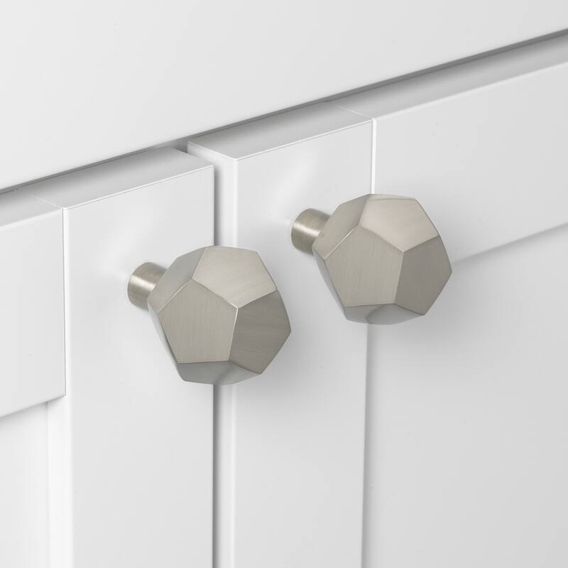 GlideRite 1-1/2 Inch Satin Nickel Solid Faceted Cabinet Knobs (5-Pack) - Satin Nickel