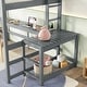 preview thumbnail 4 of 9, Grey Full Size Wood High Loft Bed with Built-in Desk