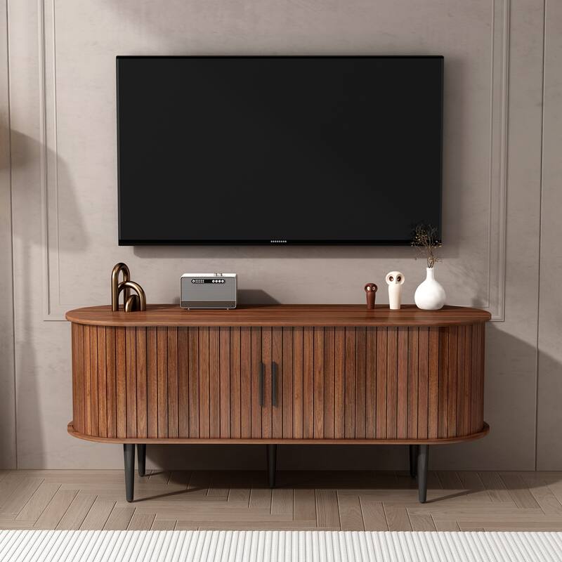47" Modern TV Stand with Storage Compartment and Sliding Door