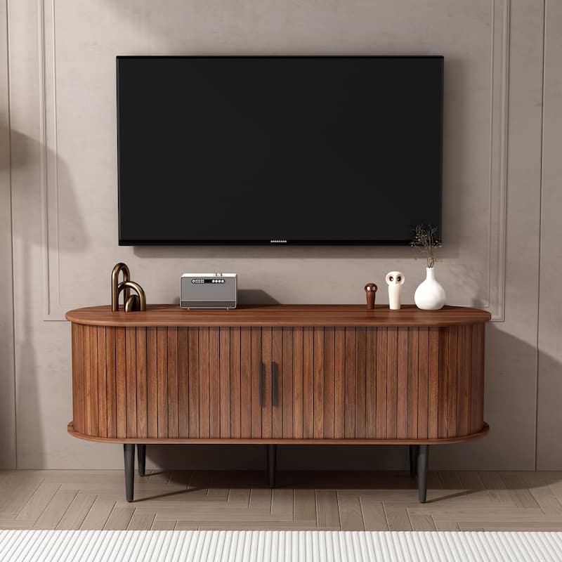 Tv Stand, 47" Modern Tv Console Table With Storage Compartment And Sliding Door, Gaming Entertainment Center With Cabinet
