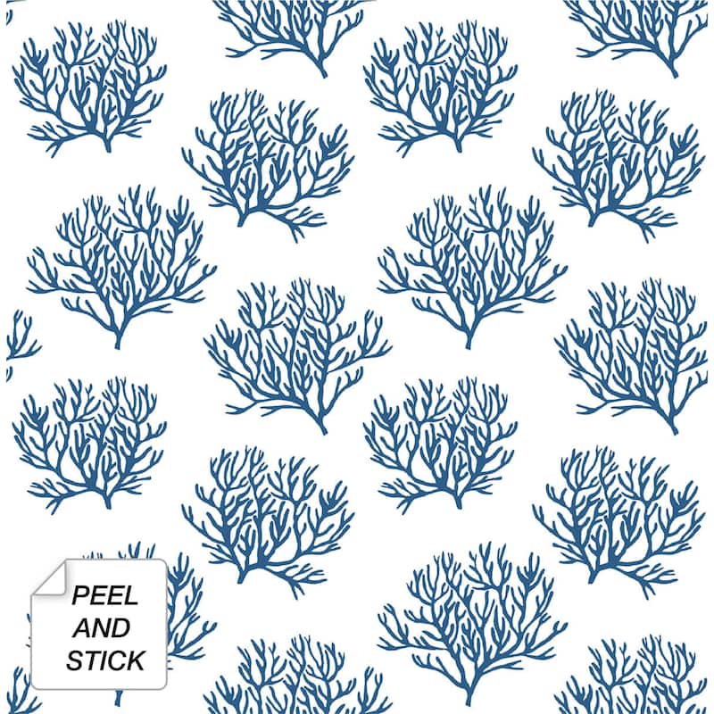 NextWall Coastal Coral Reef Peel and Stick Wallpaper - 20.5 in. W x 18 ft. L  - Marine Blue