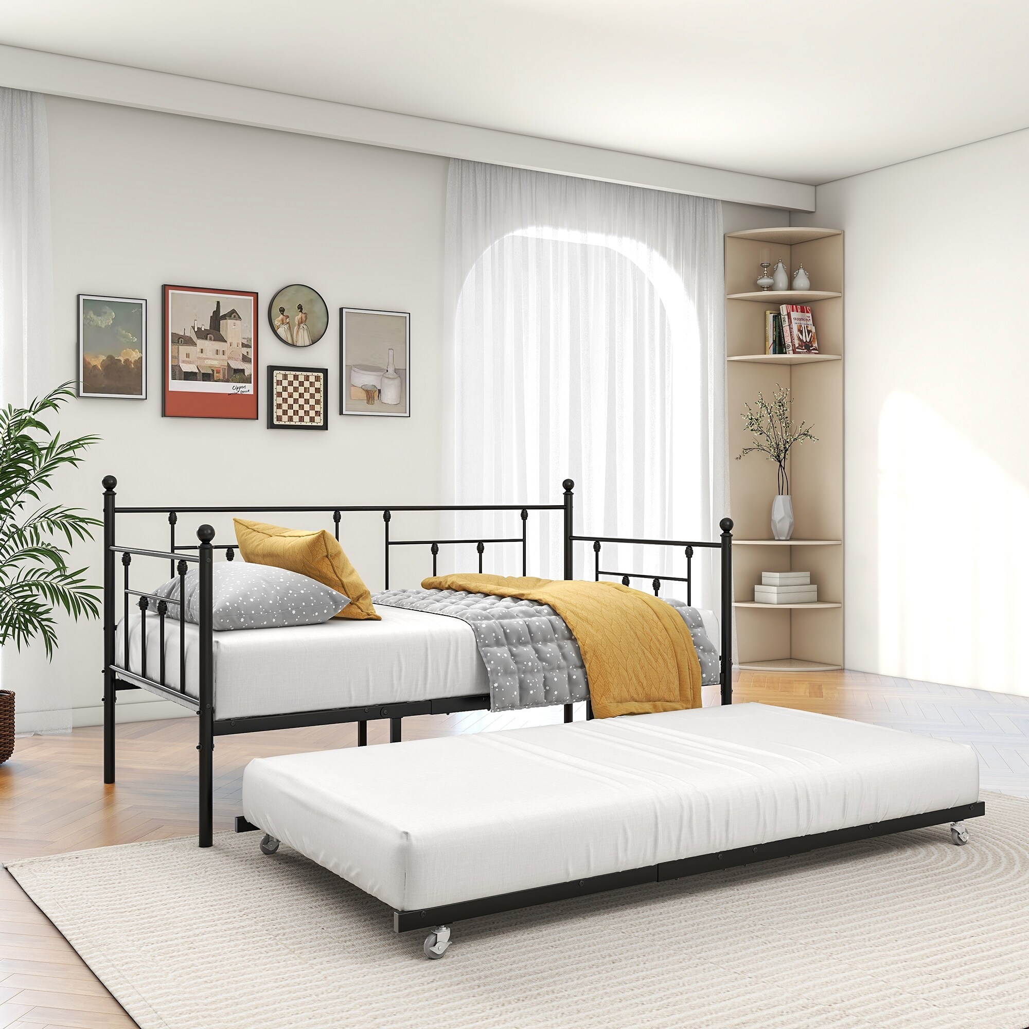 Daybed frame for twin mattress and outlet box spring