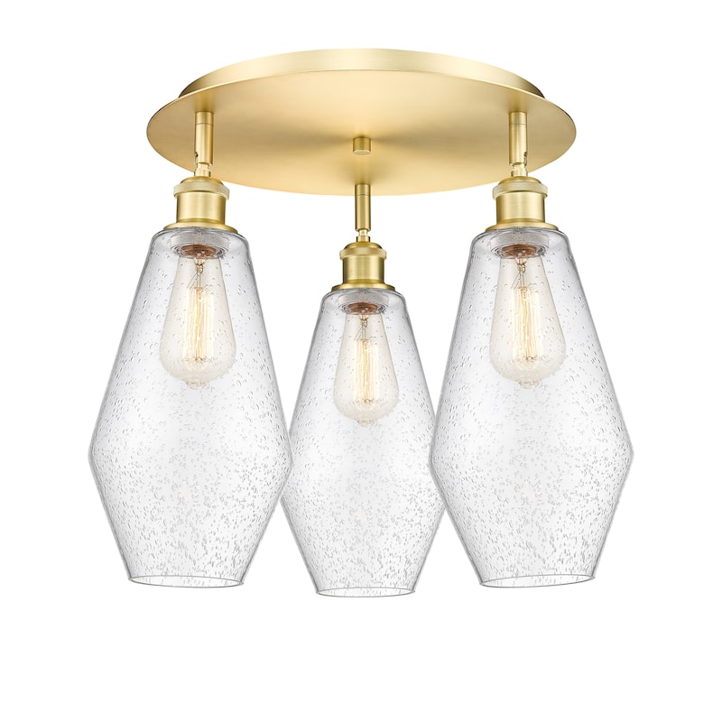 Innovations Lighting Cindyrella - 3 Light 19" Flush Mount - Satin Gold/Seedy